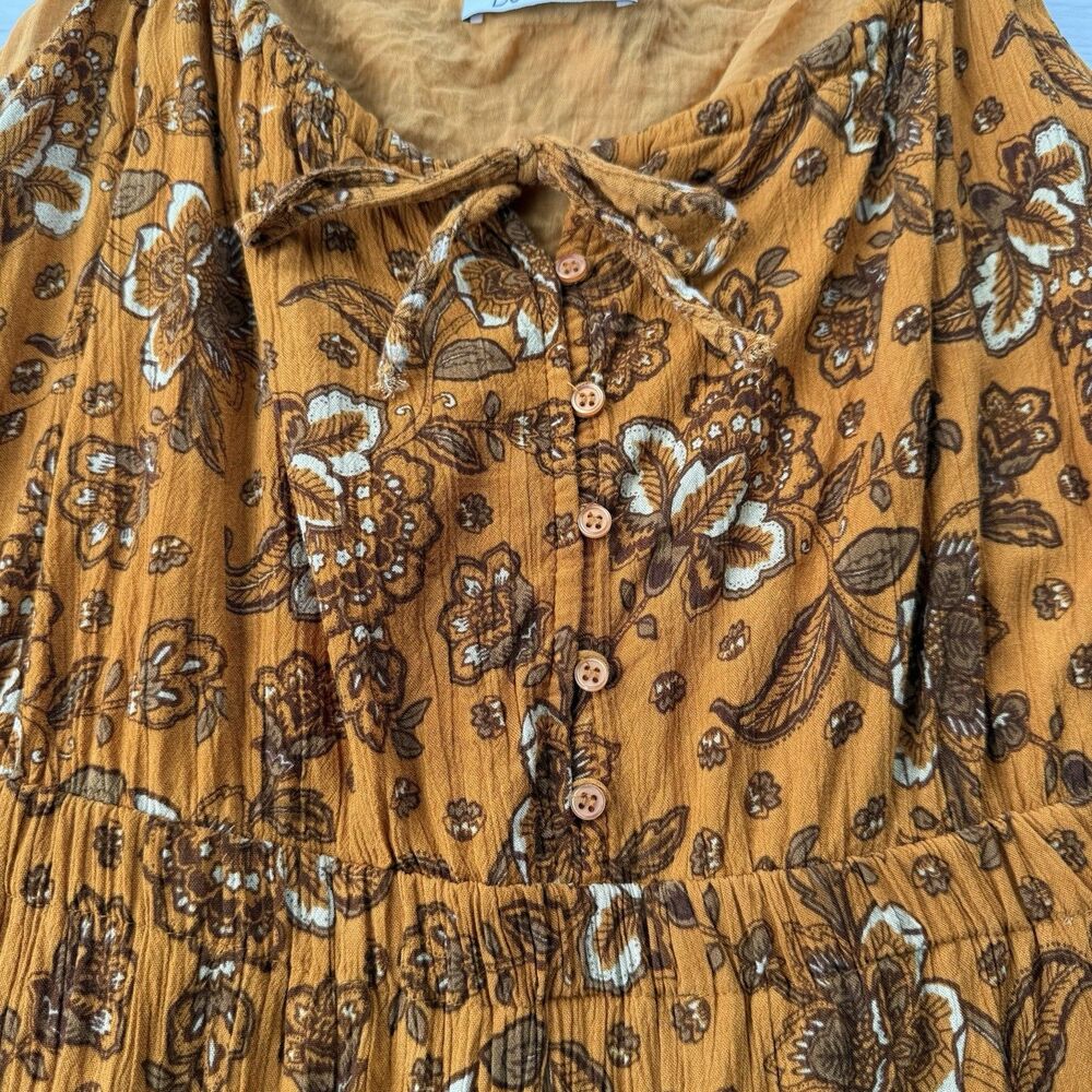 Dex Floral Sleeveless Tiered Maxi Dress Womens Size 1X Boho Earthy Lined Pockets - Picture 4 of 11